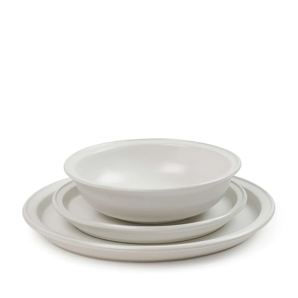 Helm 12-Piece Dinner Set - White | Rustic Stoneware Plates &amp; Bowls for Indoor &amp; Outdoor Dining