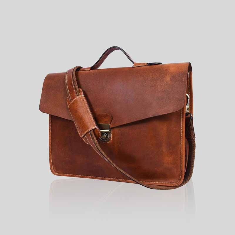 Classic Leather Laptop Messenger Bag