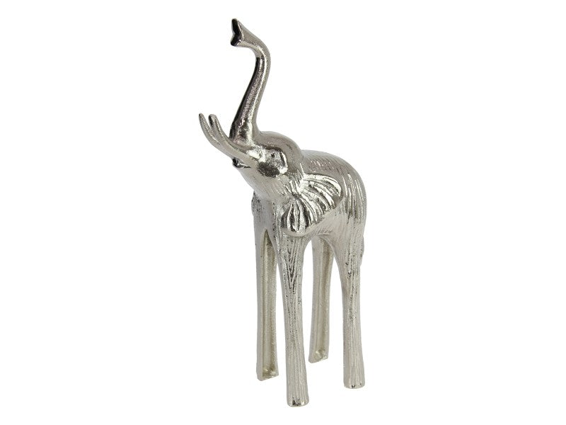 35cm Silver Metal Elephant – Stylish Symbol of Wisdom