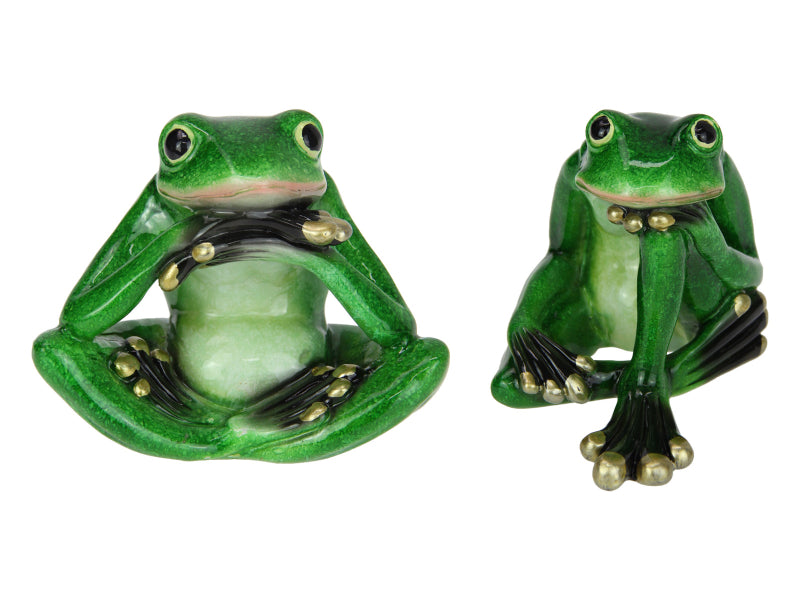 Playful Green Marble Frog Figurine I Unique Home &amp; Garden Decor — 10cm