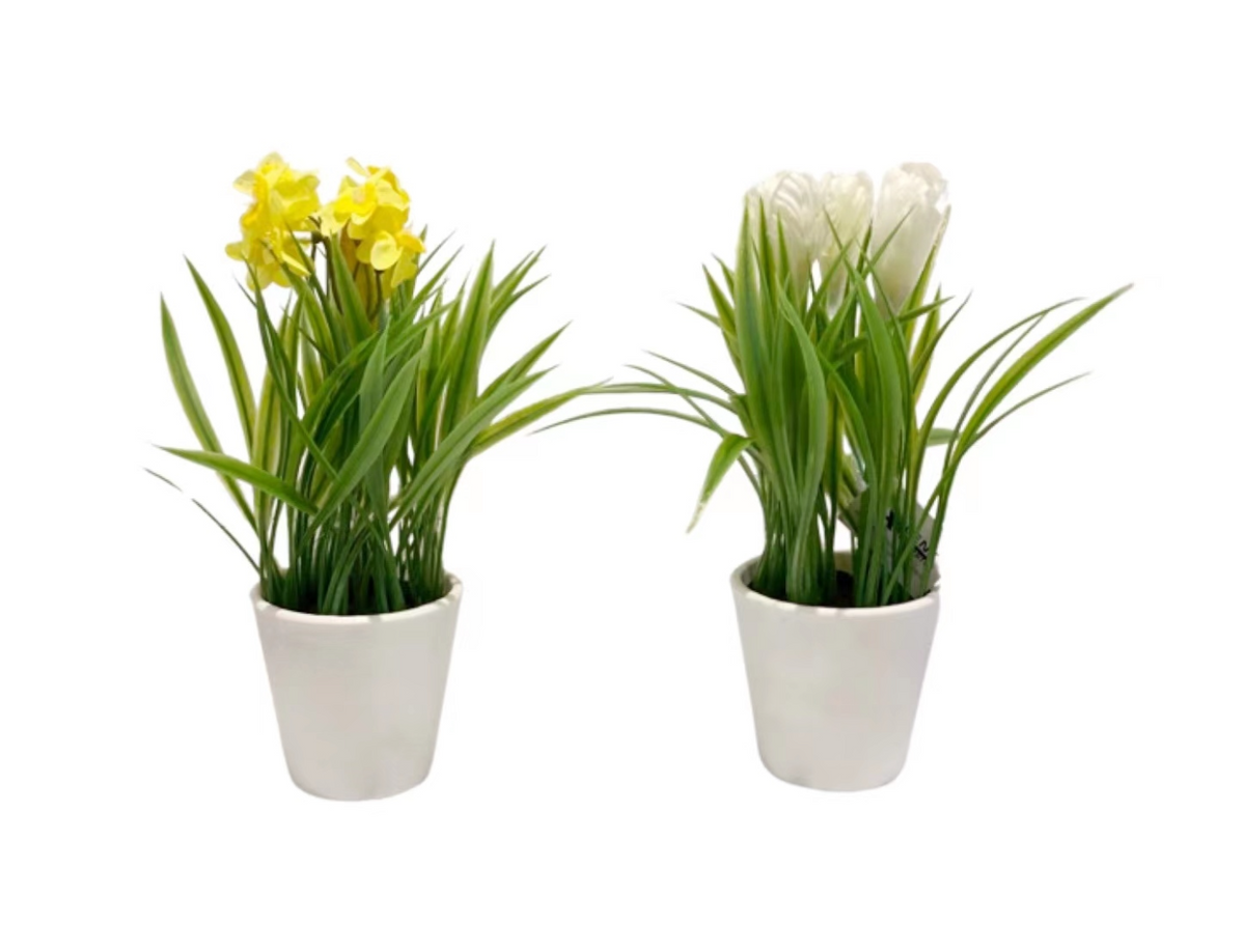 Elegant Artificial Flowering Plant in Plastic Pot – 23cm