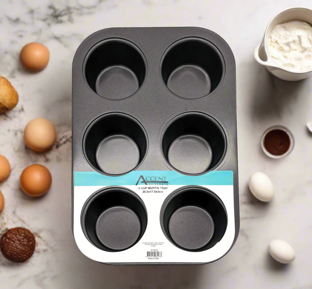 Non-Stick 6-Cup Muffin Tray – Perfect for Baking Muffins &amp; Cupcakes