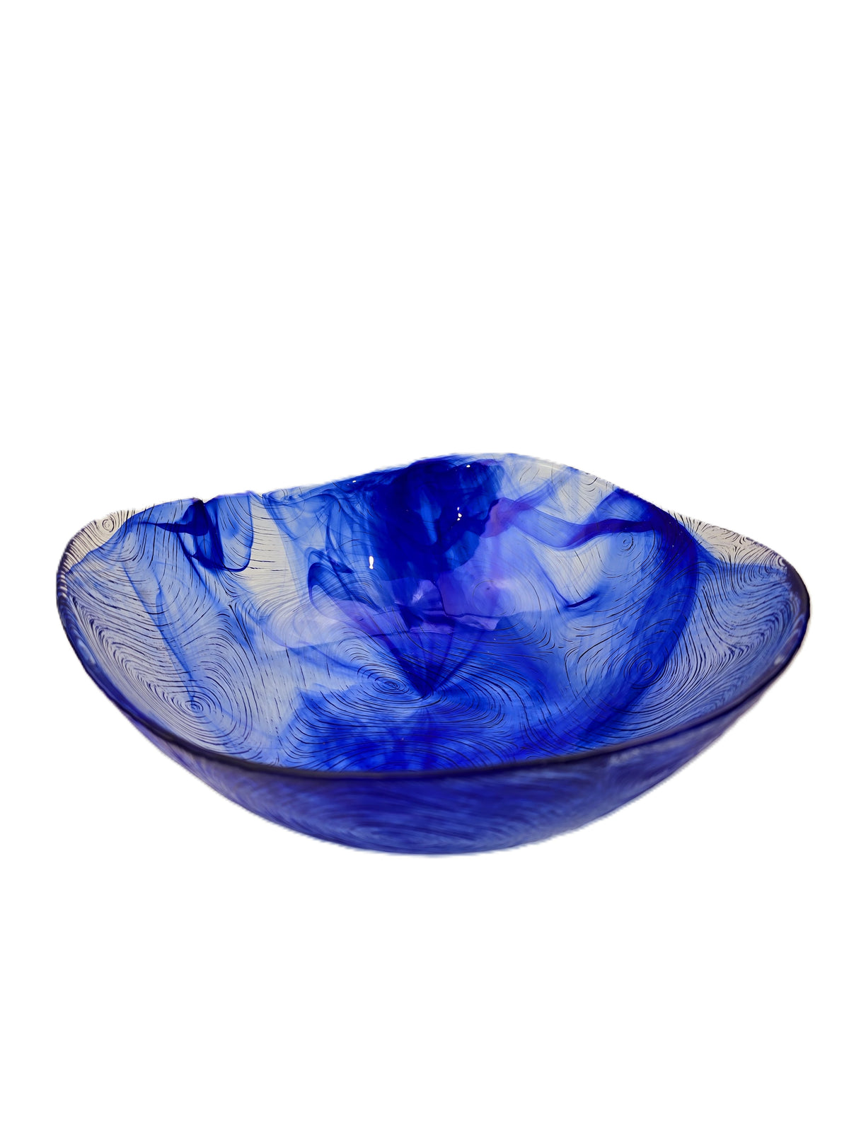 Pasabahce  Linden Batik Blue &amp; Silver Swirl Salad Bowl –24.5 cm