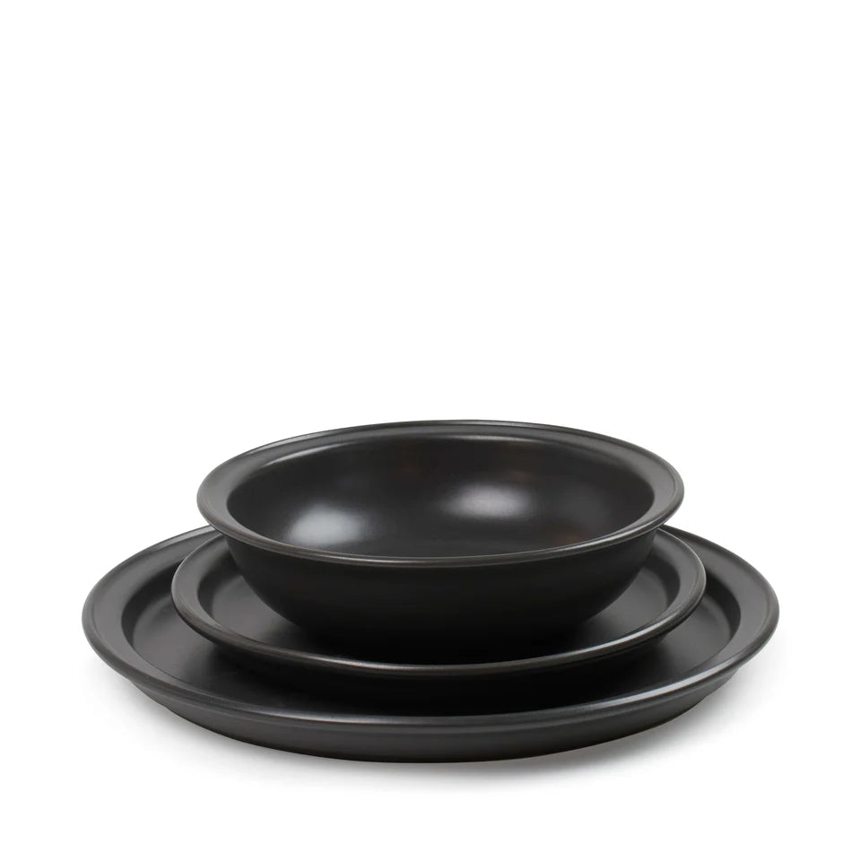 12-Piece Dinner Set - Onyx | Rustic Stoneware Plates &amp; Bowls for Indoor &amp; Outdoor Dining