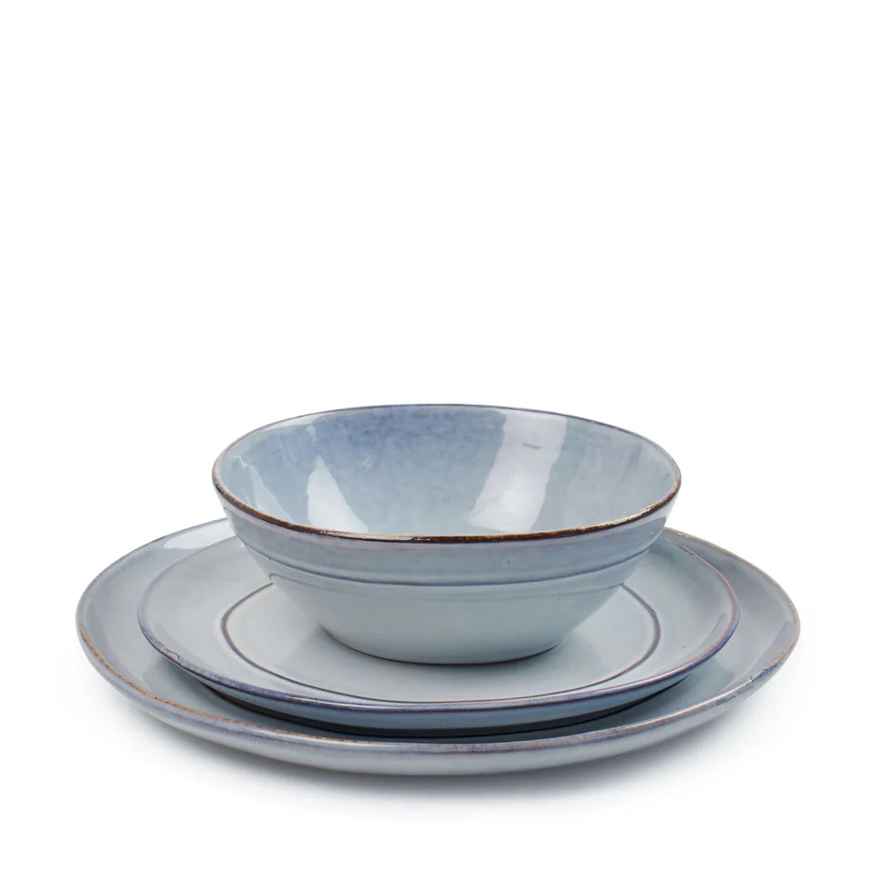 12-Piece Dinner Set - Maya Blue Stoneware | Artisanal Tableware for Everyday Dining | Dishwasher &amp; Microwave Safe