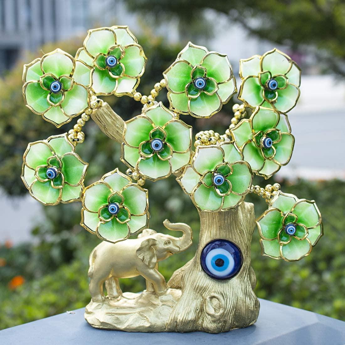 Feng Shui Evil Eye Bonsai Tree – Enamel Flower Decor for Protection &amp; Luck