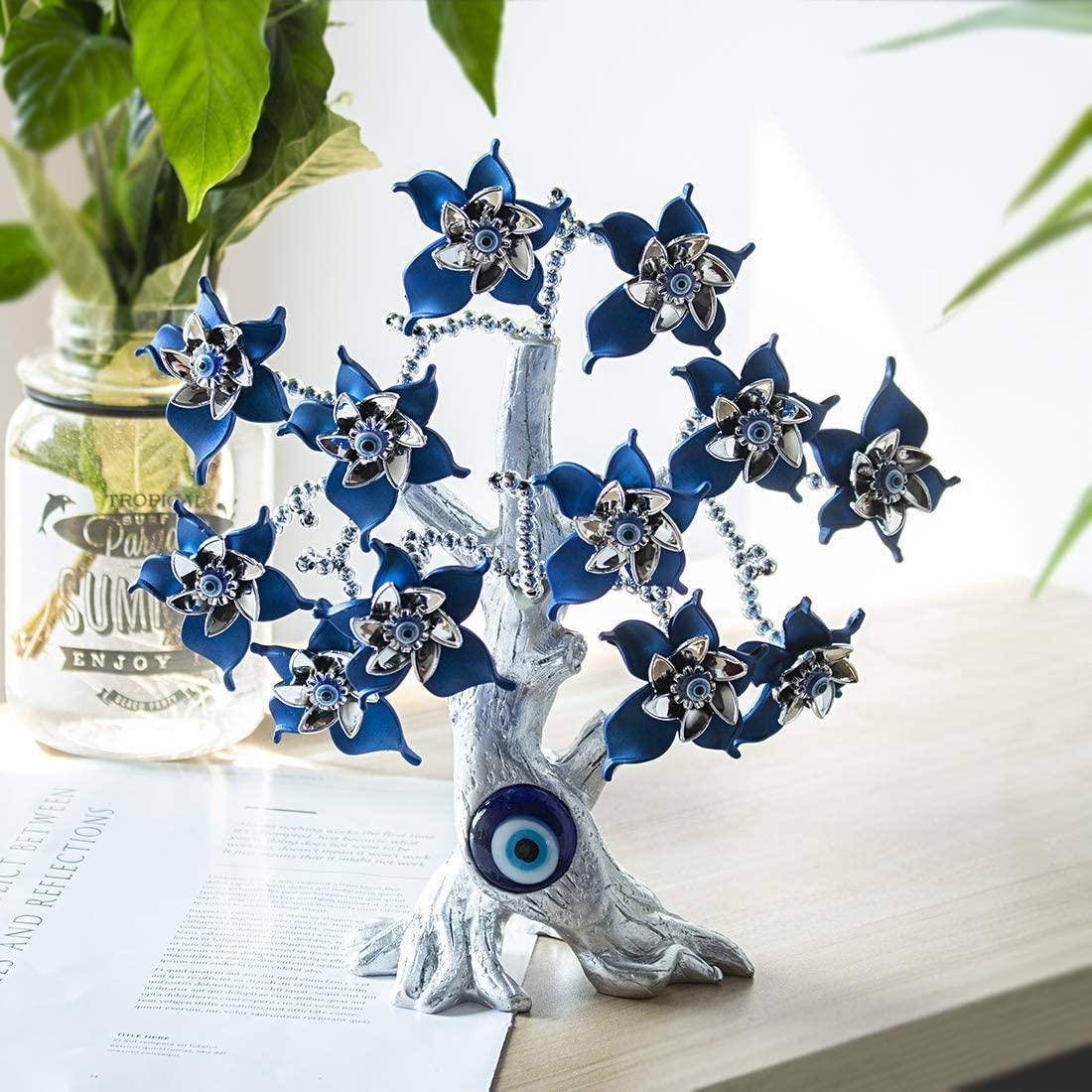 Feng Shui Evil Eye Bonsai Tree – Enamel Flower Decor for Protection &amp; Luck