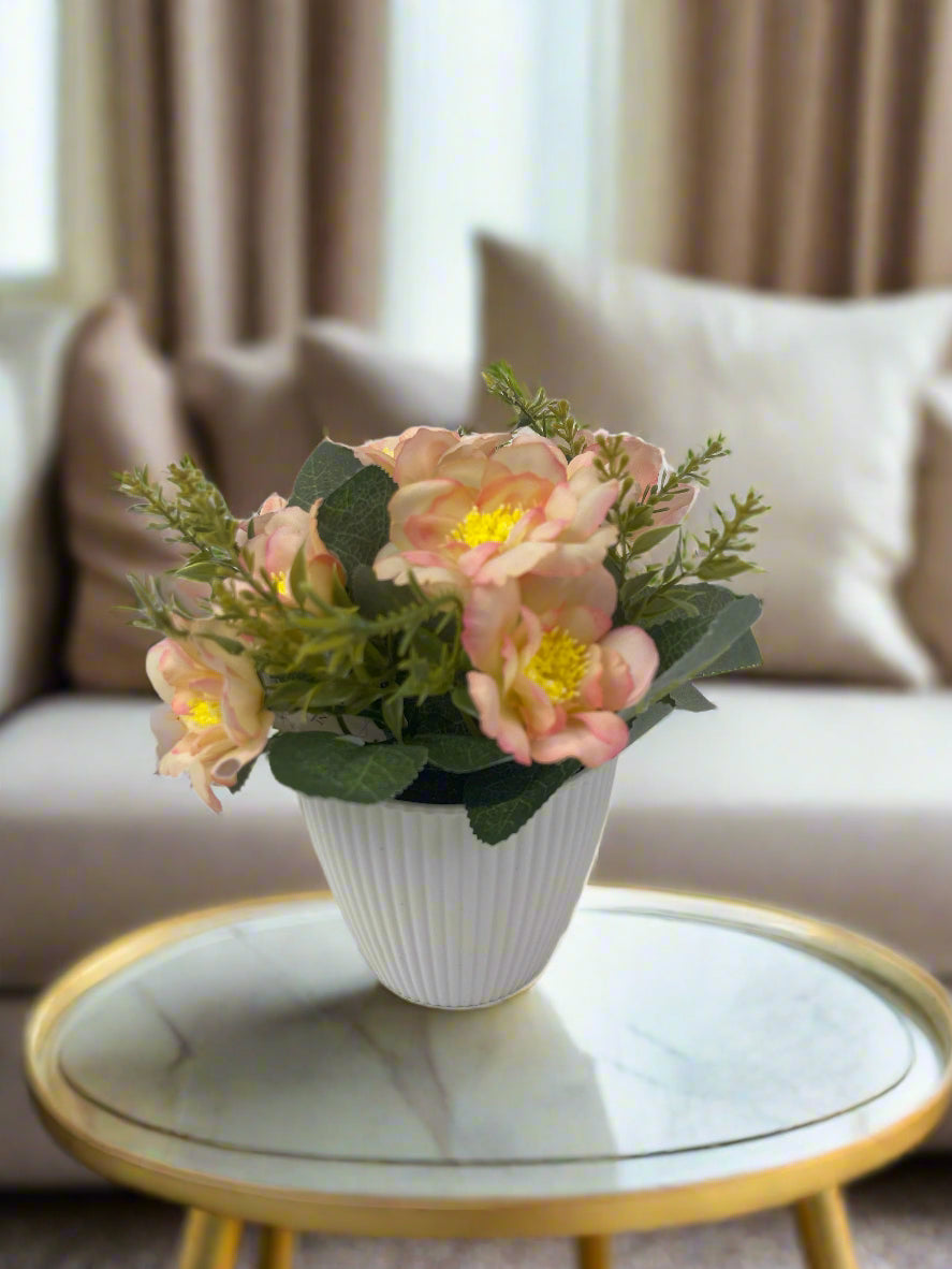 Elegant Artificial Mini Rose Pots – 16cm | Decorative Floral Arrangements