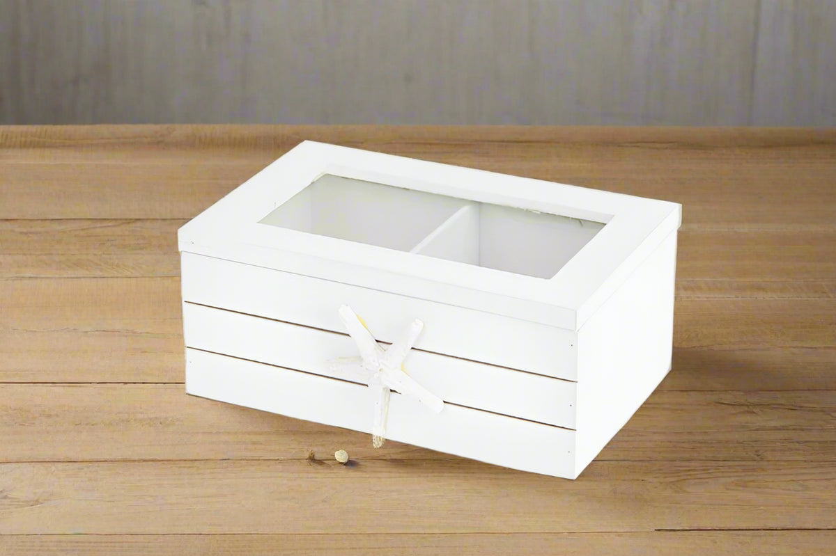 White Starfish MDF Storage Box – 16x10cm