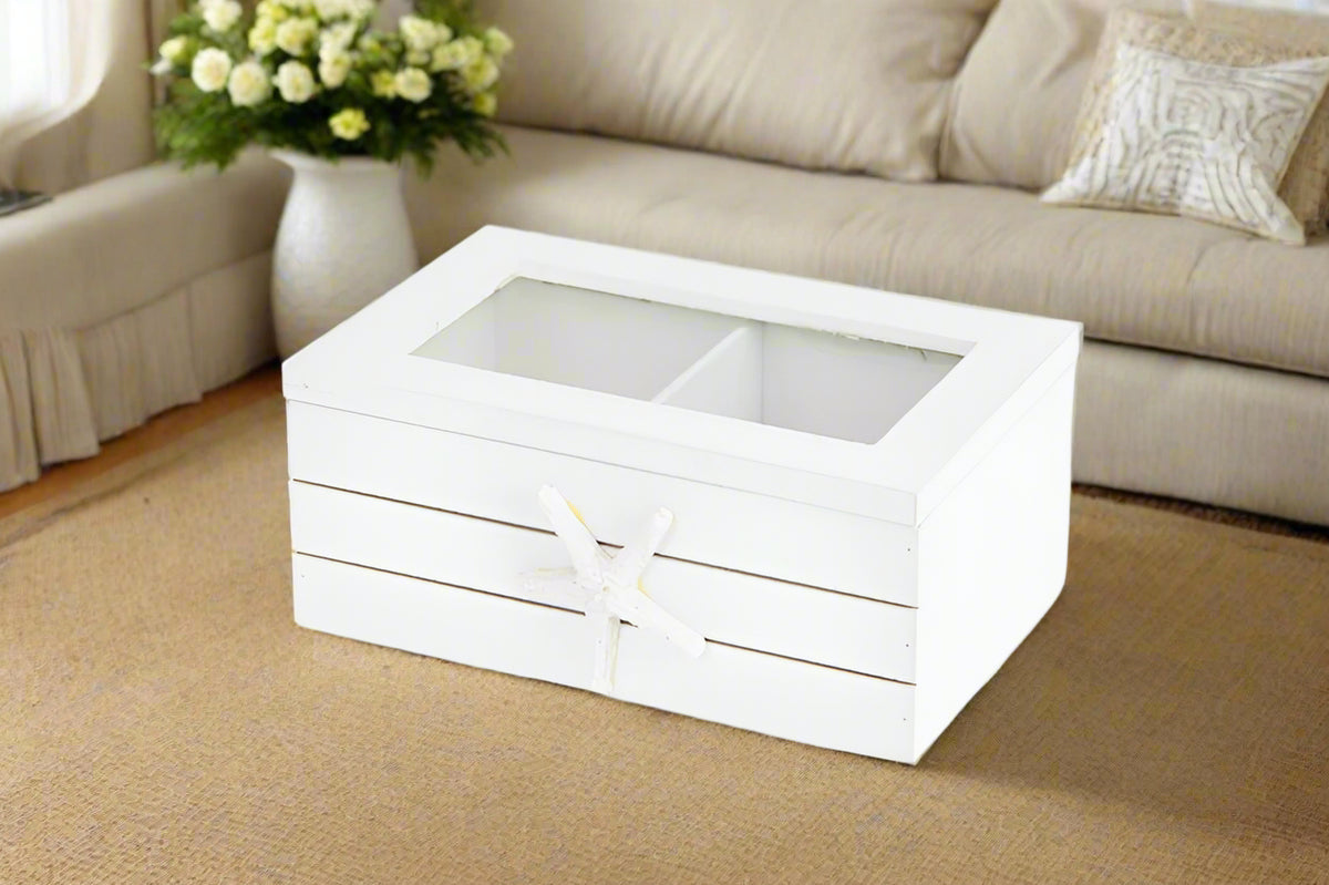 White Starfish MDF Storage Box – 16x10cm