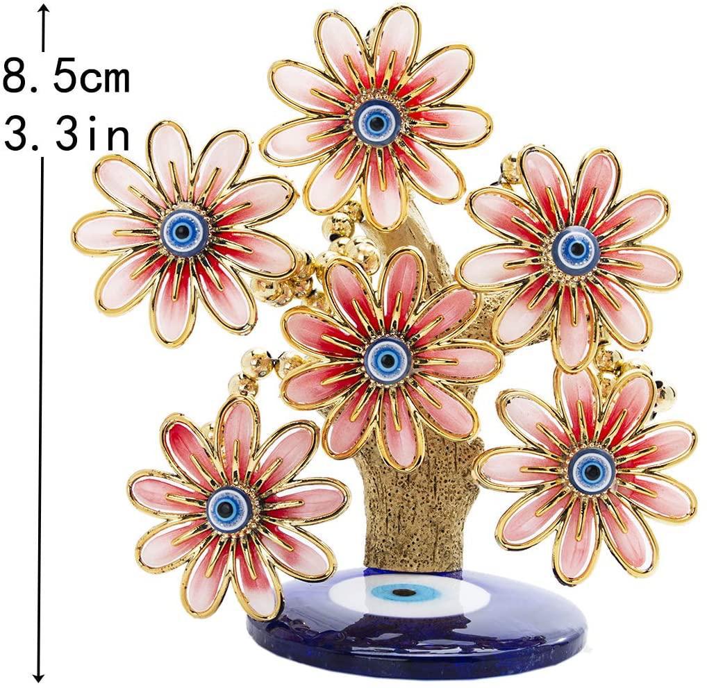 Feng Shui Evil Eye Bonsai Tree – Enamel Flower Decor for Protection &amp; Luck