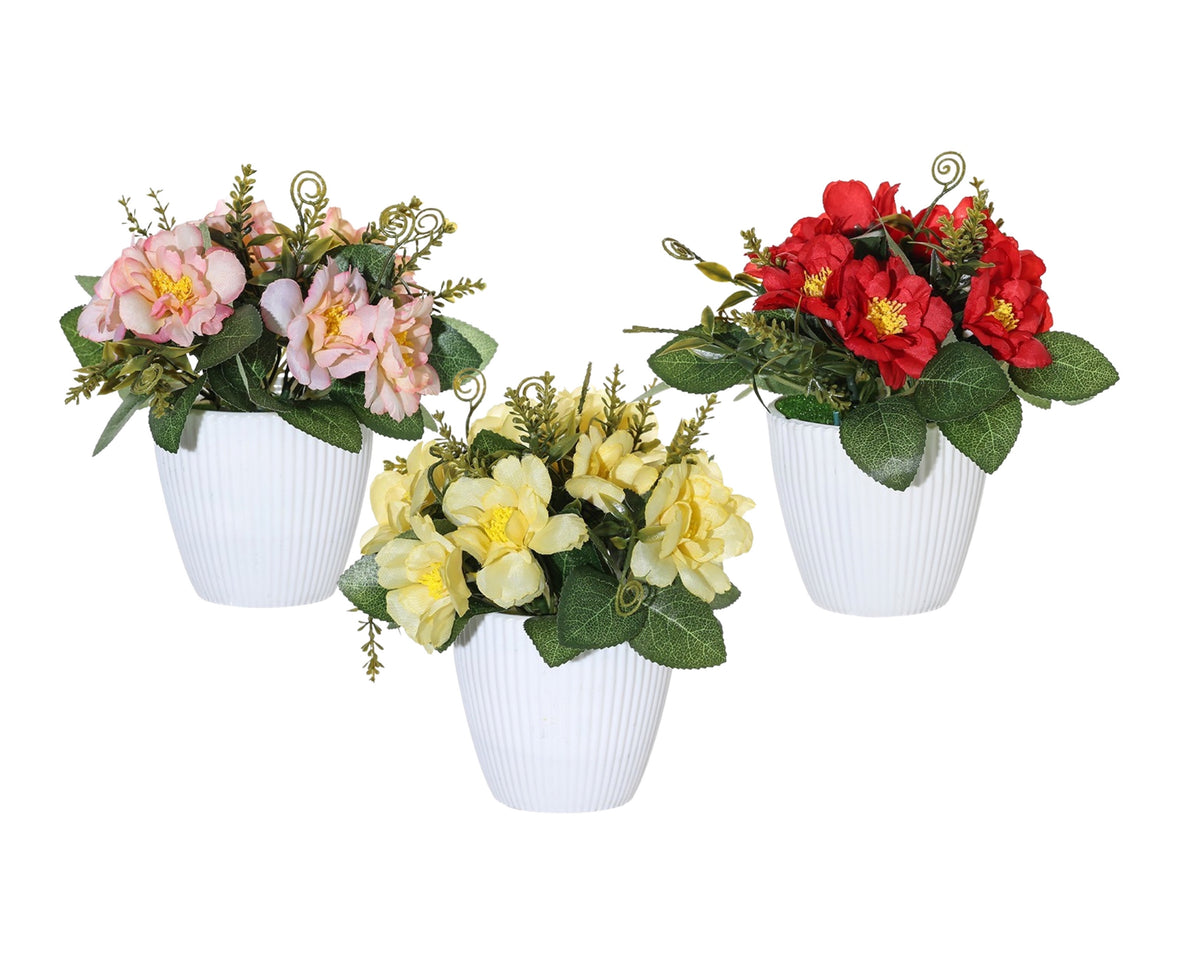 Elegant Artificial Mini Rose Pots – 16cm | Decorative Floral Arrangements