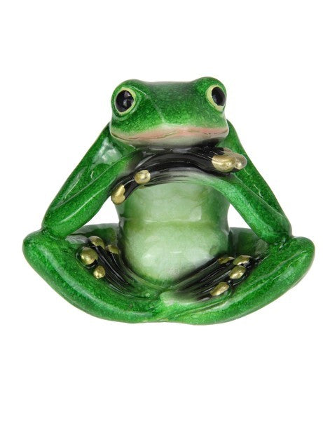 Playful Green Marble Frog Figurine I Unique Home &amp; Garden Decor — 10cm