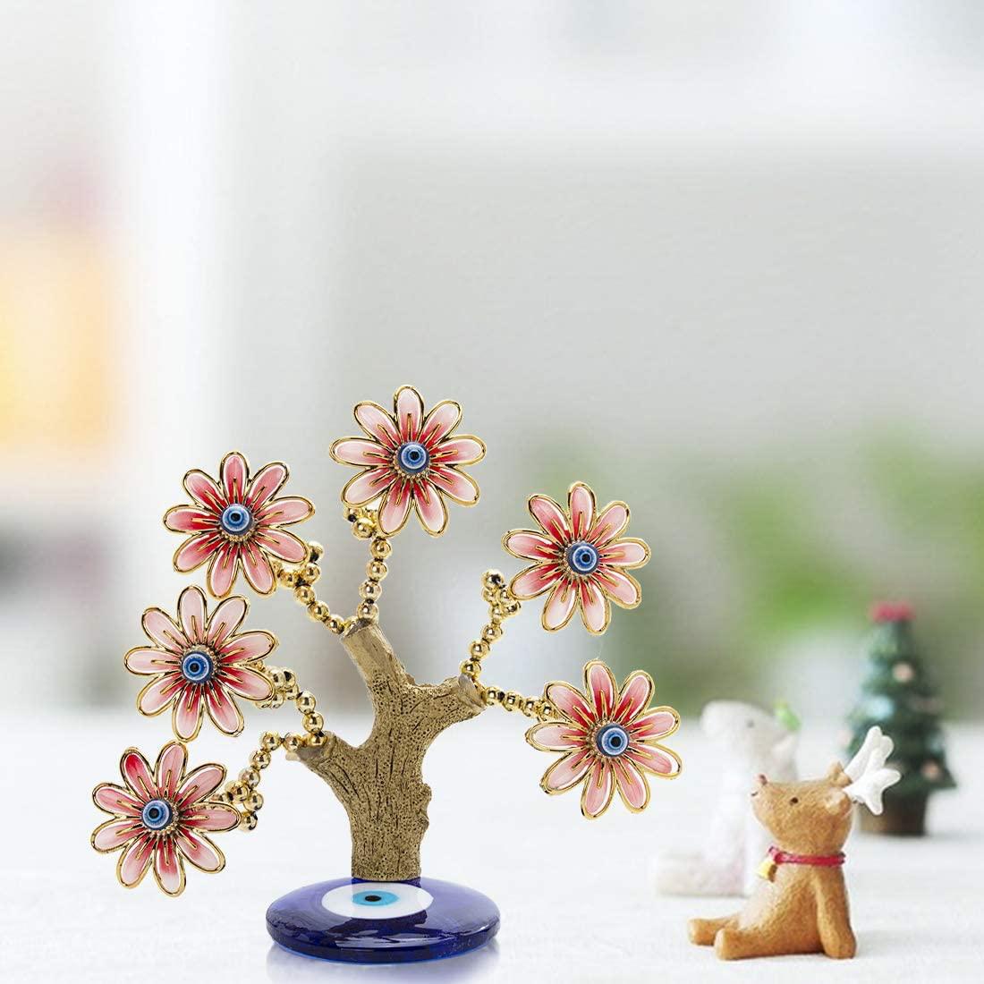 Feng Shui Evil Eye Bonsai Tree – Enamel Flower Decor for Protection &amp; Luck