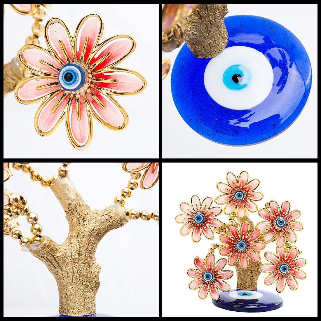 Feng Shui Evil Eye Bonsai Tree – Enamel Flower Decor for Protection &amp; Luck