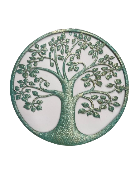 Metal Tree of Life Wall Art in Green Finish