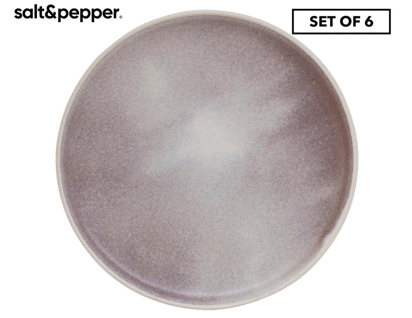 Set of 6 Salt &amp; Pepper 20cm Kanoko Side Plate - Purple