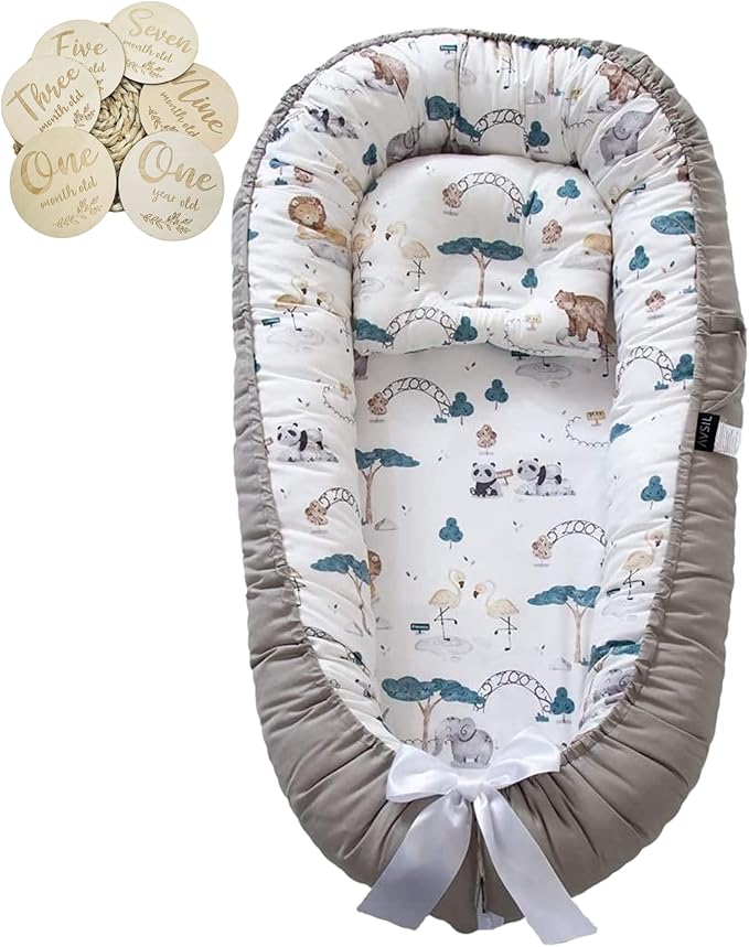 Baby Nest, Baby Lounger, Baby bed for Infant &amp; Newborn Babies, 100% cotton - Cuteably