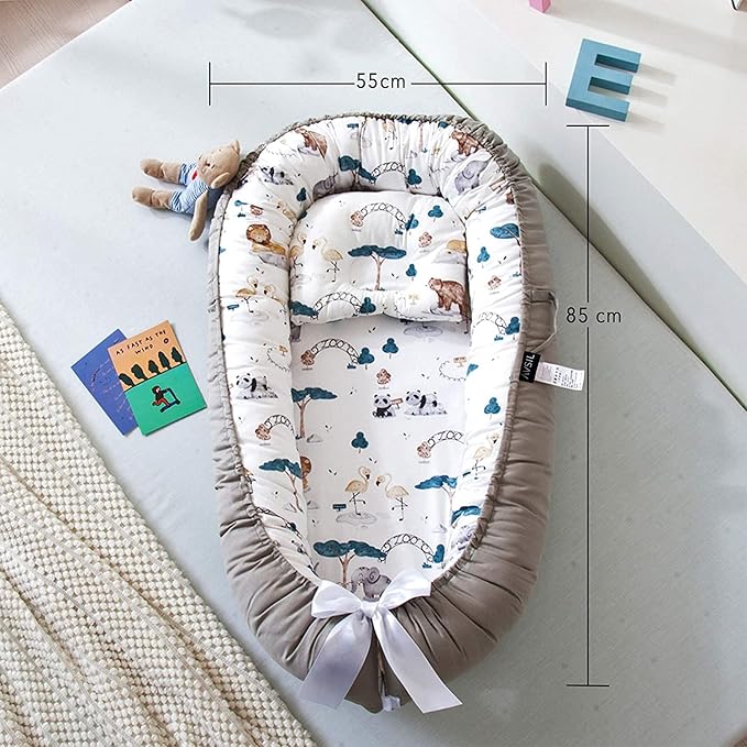 Baby Nest, Baby Lounger, Baby bed for Infant &amp; Newborn Babies, 100% cotton - Cuteably