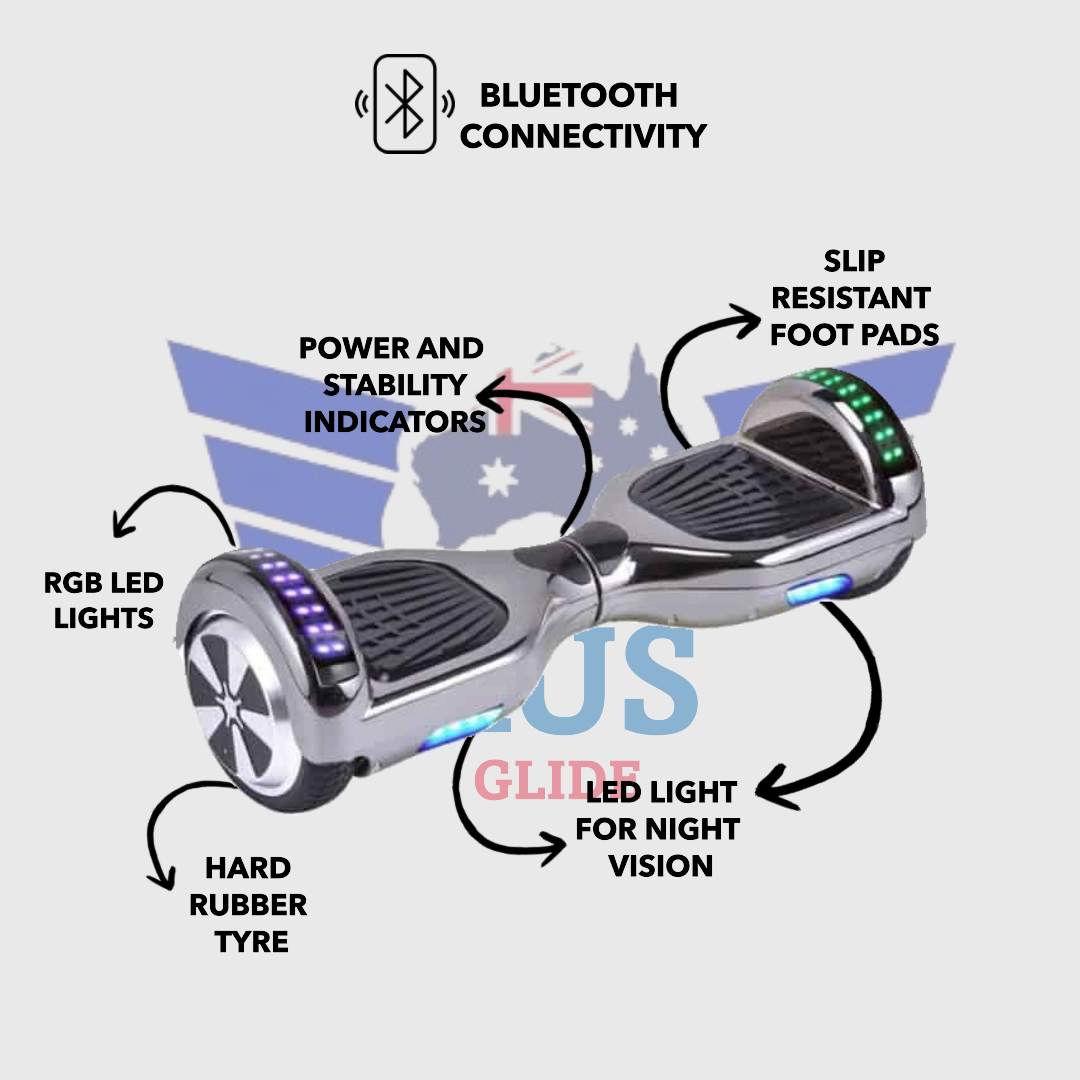 Australia Hoverboard 6.5&quot; Wheel Hoverboard Self Balancing Scooter - Silver Chrome Colour