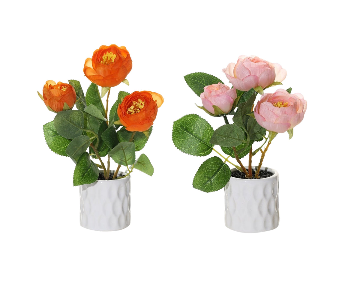 Elegant Artificial Rose Arrangement in Textured Ceramic Pot – 20cm