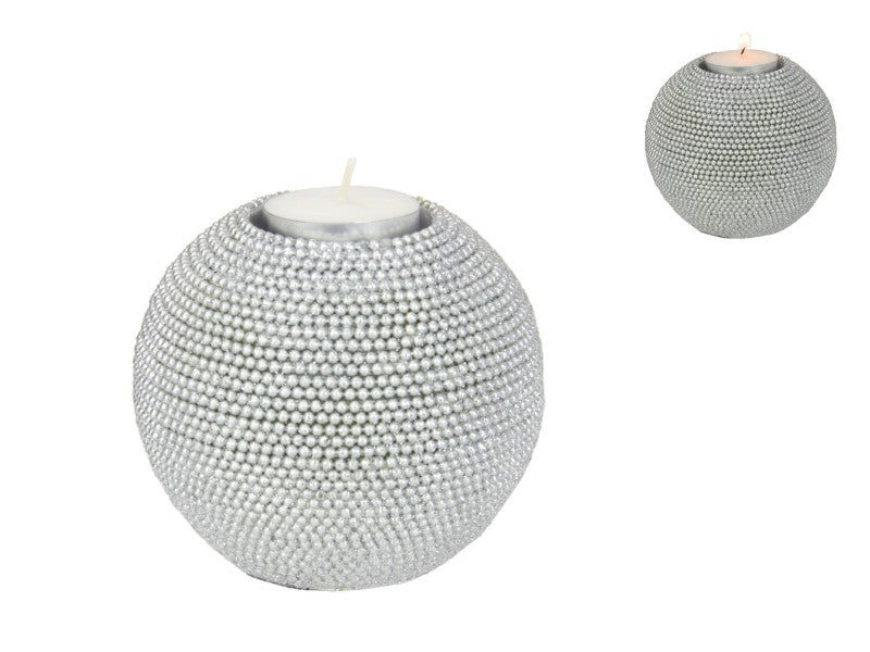 Elegant Silver Ball Tealight Holder - 9cm