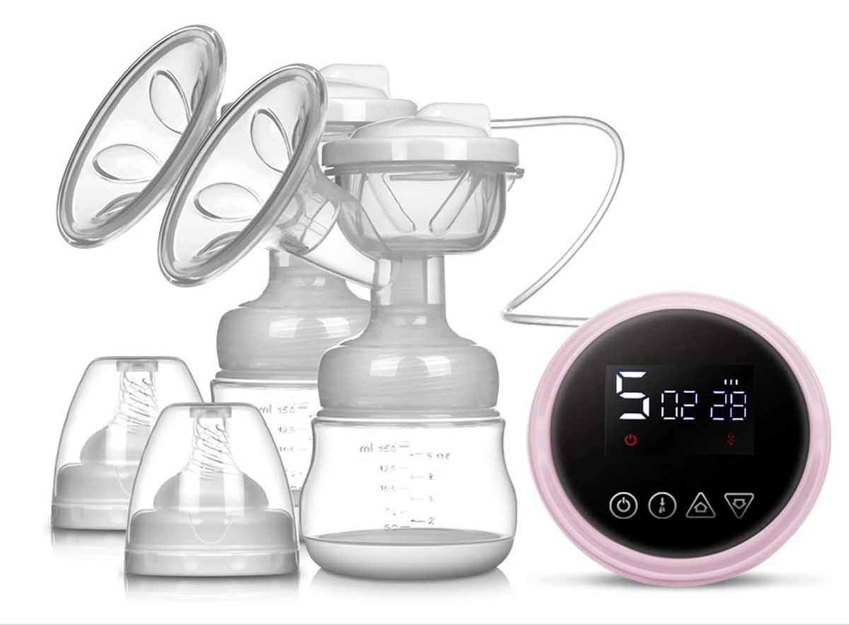 Electric Dual Breast Pump - BPA-Free, 100% Food Grade, Eco-Friendly, Milk Extractor Variable Flow - Pink &amp; Blue