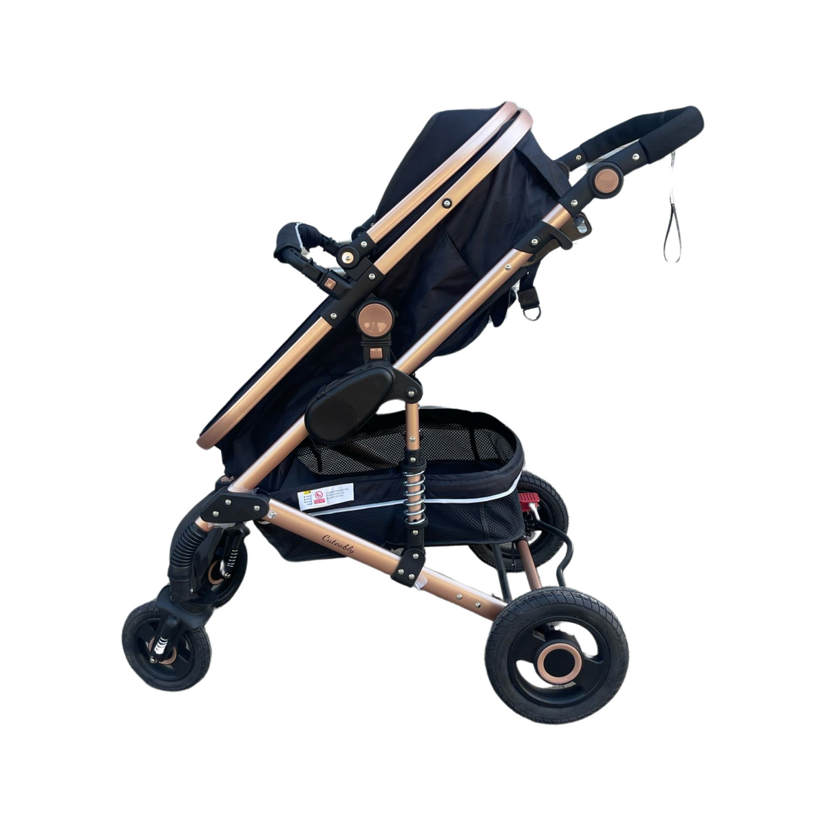 Cuteably® Baby Pram - 9 in 1 Pram Bassinet with Push Chair Set - BLACK