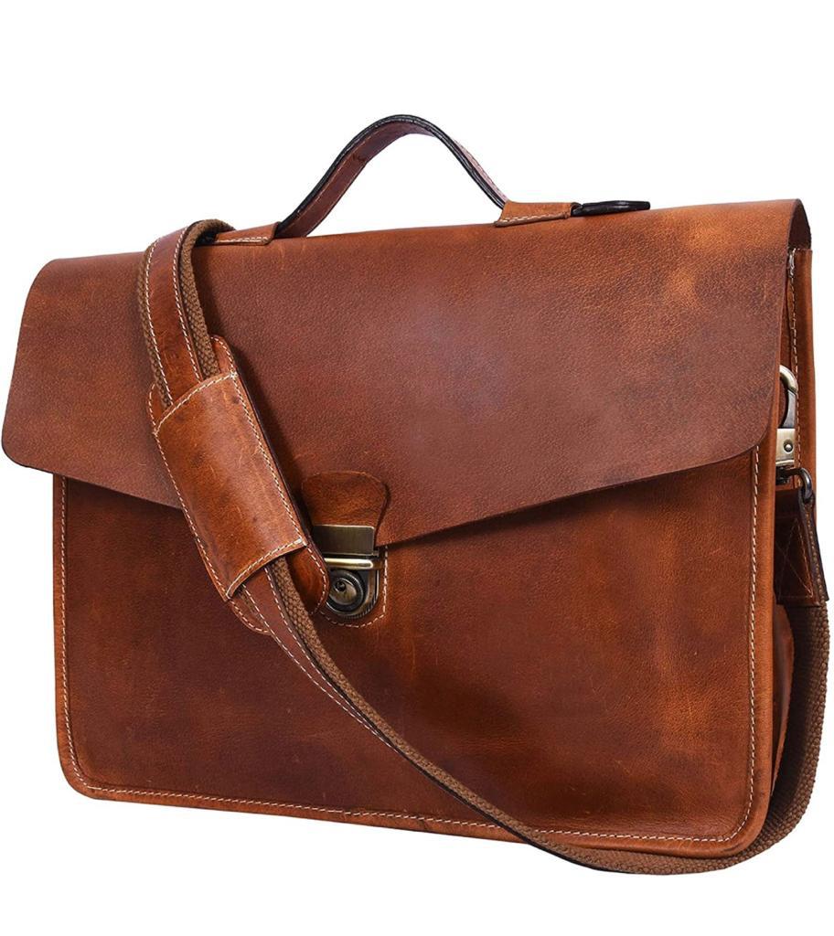 Classic Leather Laptop Messenger Bag