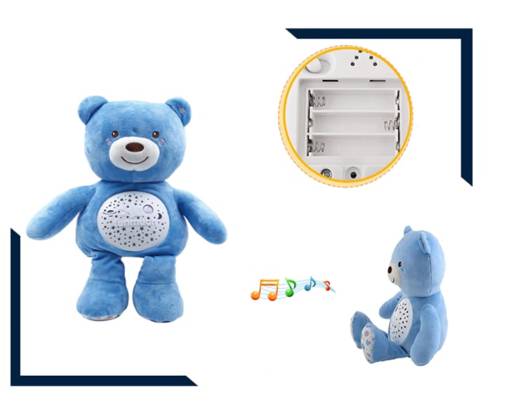 Plush Bear Toy with Projector Music and Clam Light