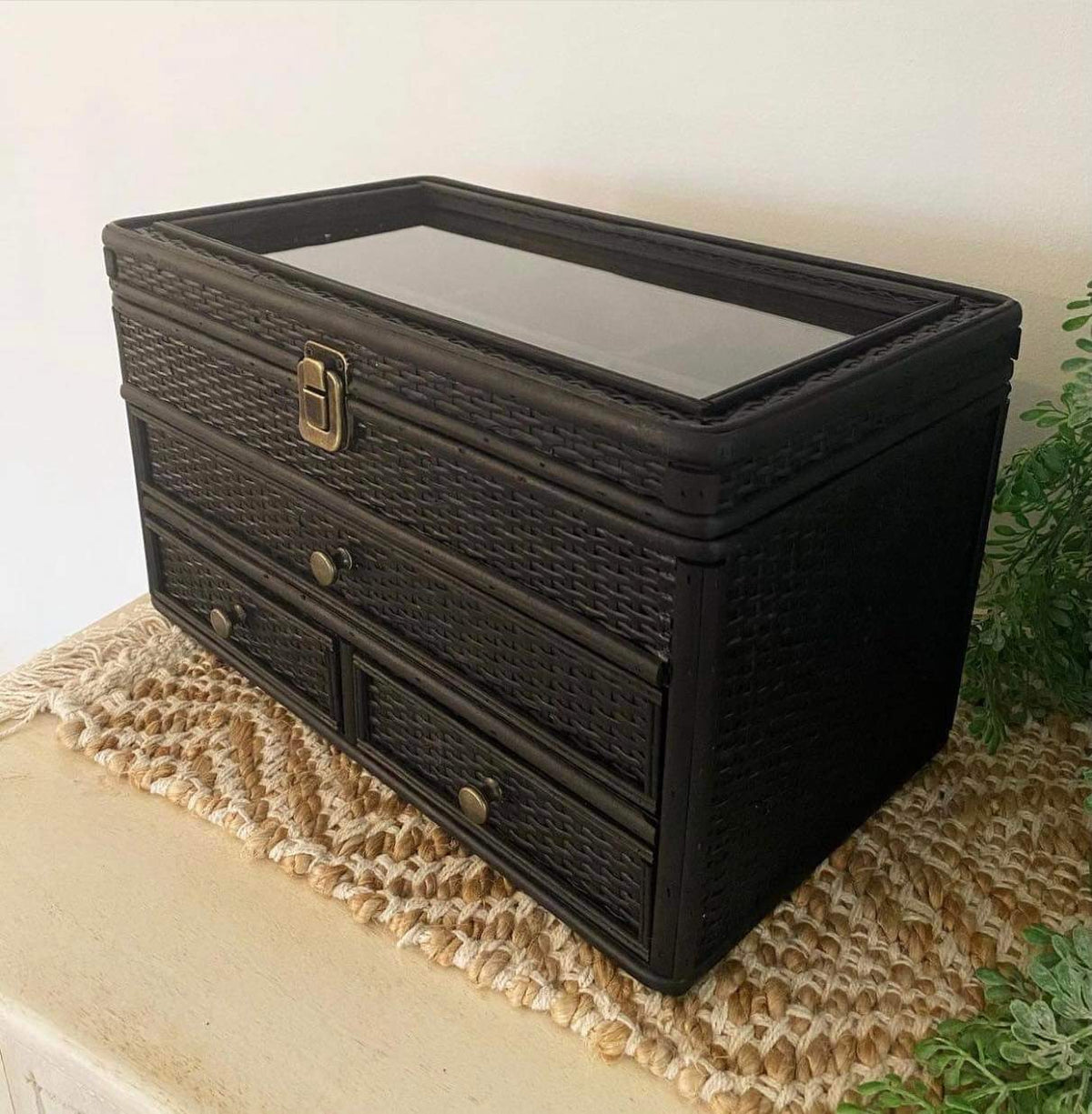 Rattan Jewellery Box - BLACK