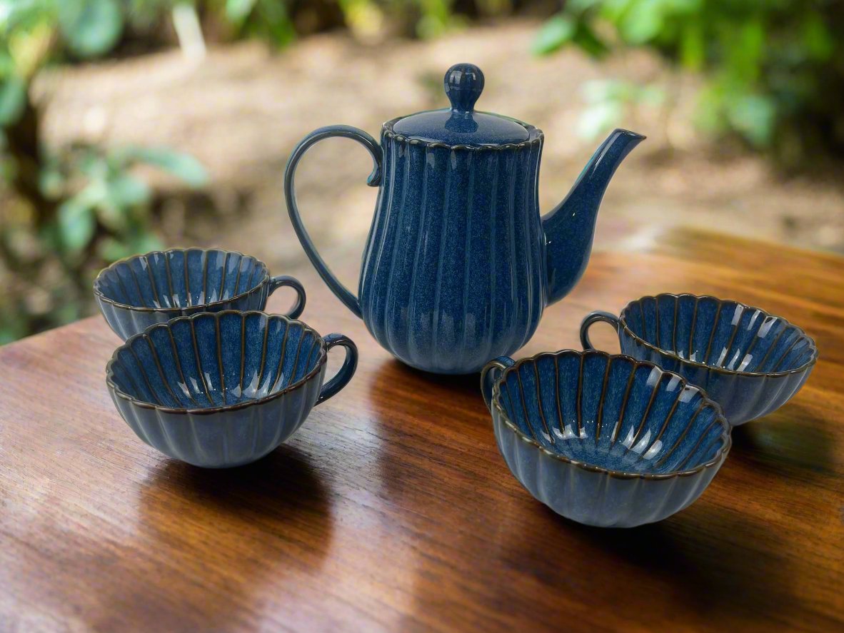 Blue Teapot and Mugs Set