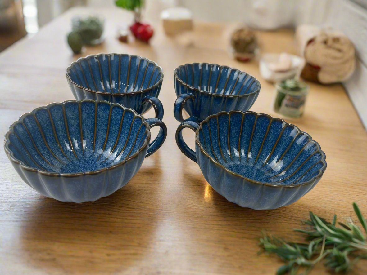 Blue Teapot and Mugs Set