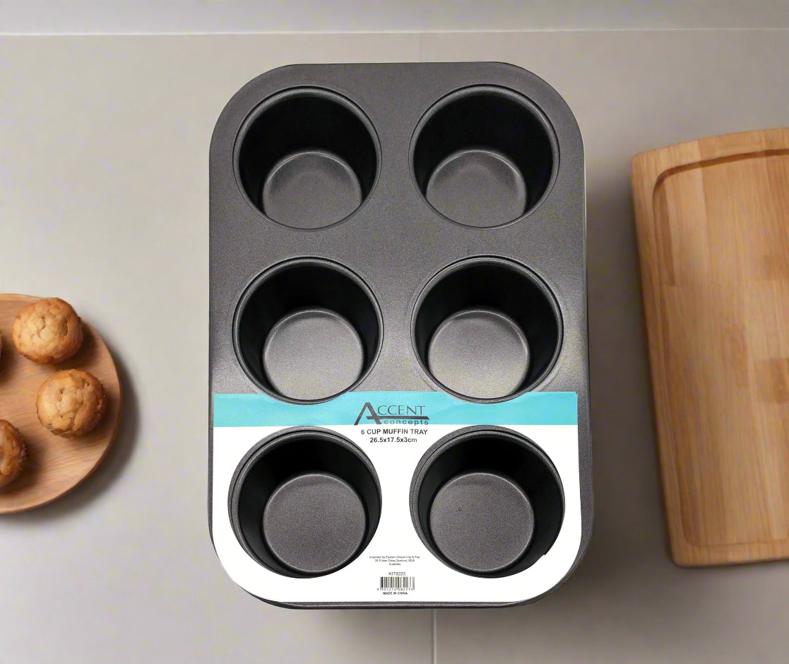 Non-Stick 6-Cup Muffin Tray – Perfect for Baking Muffins &amp; Cupcakes