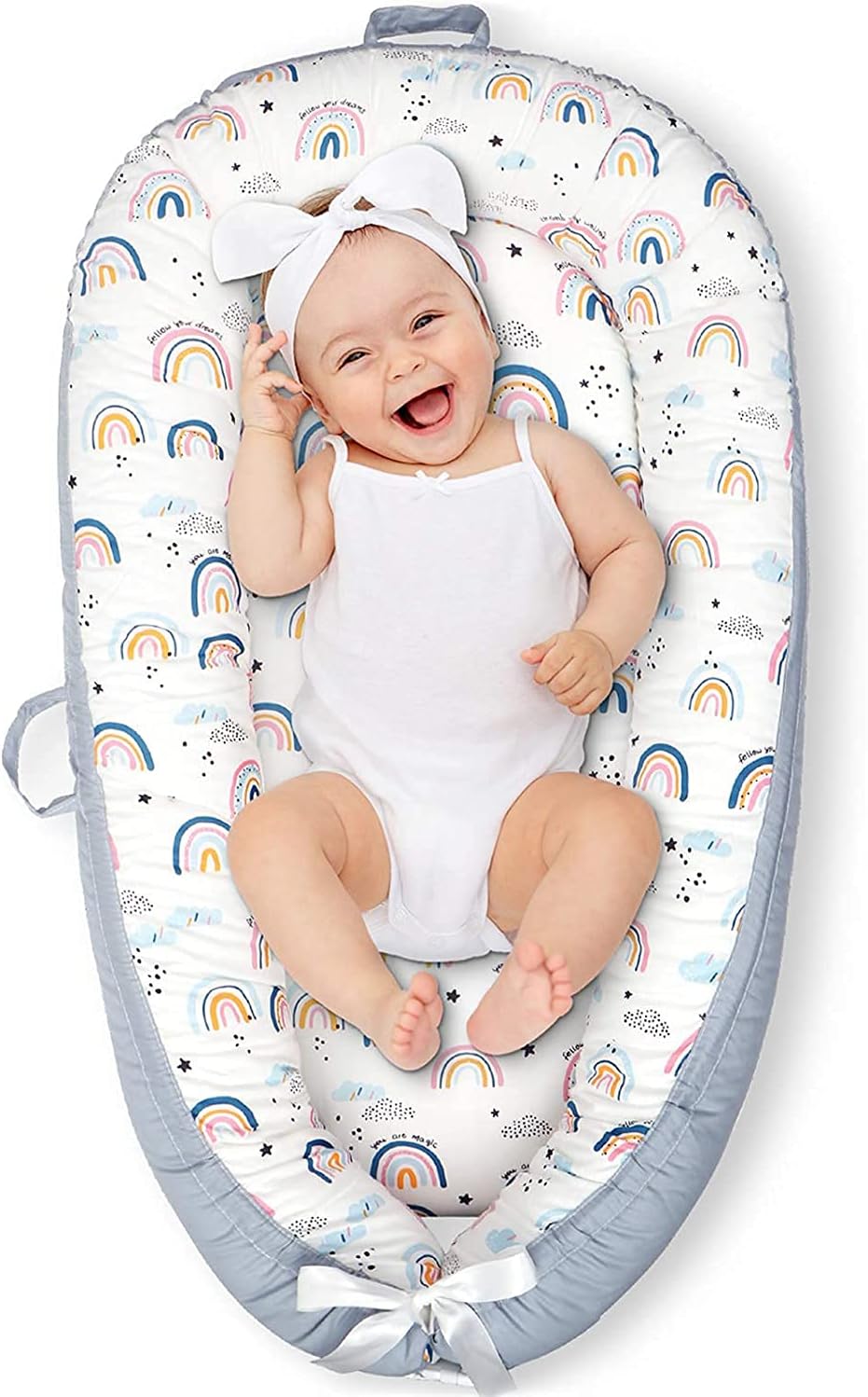 Baby Nest, Baby Lounger, Baby bed for Infant &amp; Newborn Babies, 100% cotton - Cuteably