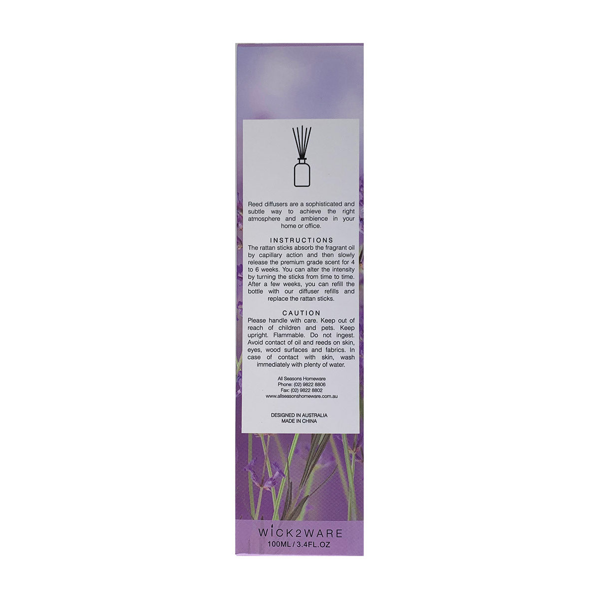 Wick2Ware Reed Diffuser 100ml &#39;Soothing Lavender&#39;