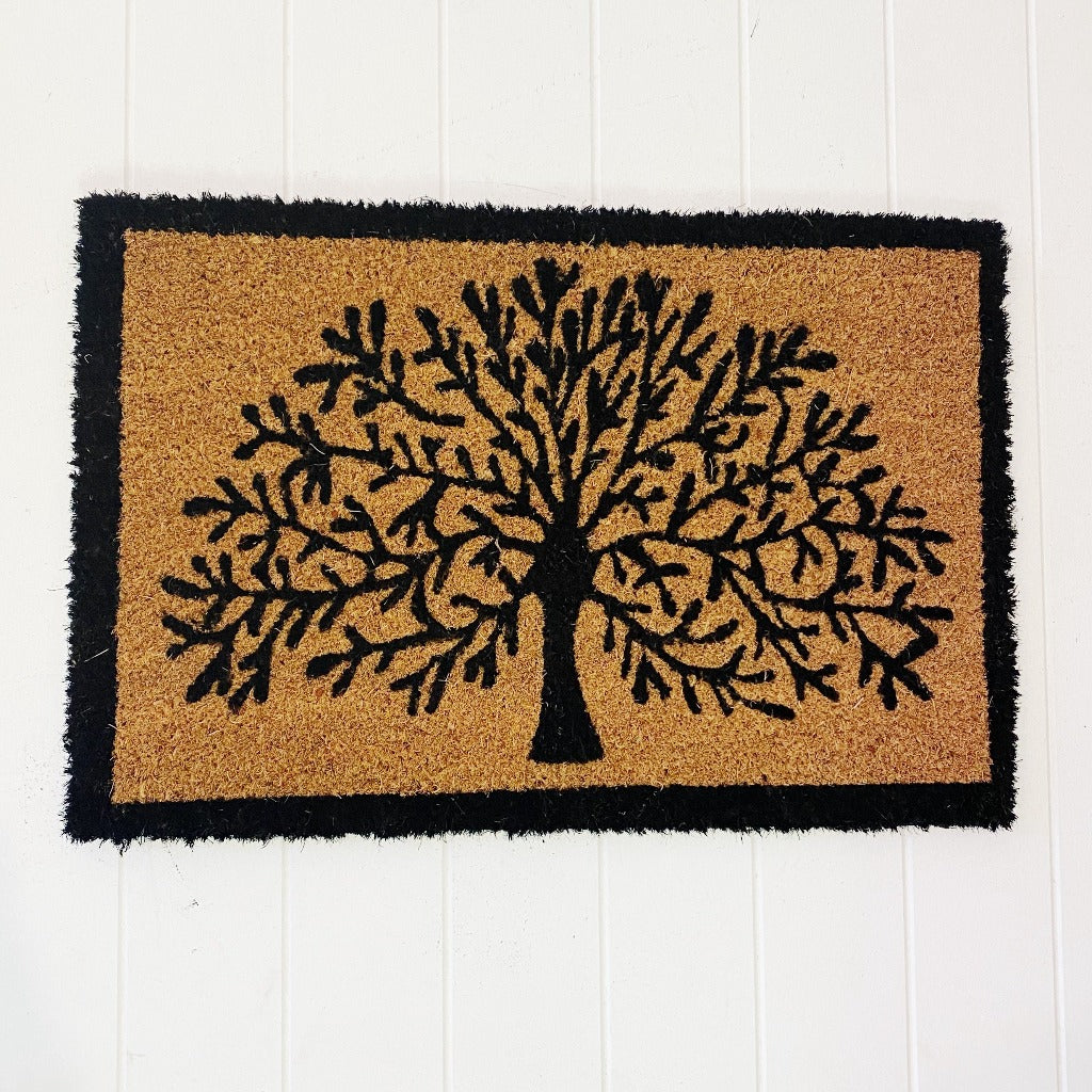 Our Black Frame Tree Of Life Door Mat is the perfect way to create a relaxed feel to your home before your guests even step foot inside with its welcoming tree design - 40x60 - Natural background with black text - Made from Natural coir fibres - PVC backing | Bliss Gifts &amp; Homewares | Unit 8, 259 Princes Hwy Ulladulla | South Coast NSW | Online Retail Gift &amp; Homeware Shopping | 0427795959, 44541523