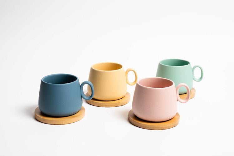 Enjoy the perfect coffee experience with the Coffee Culture 8 Piece Coffee Mug Gift Set. This trendy colourful mug set is made from Quality Ceramic in a modern design, with a Matte finish. Set includes 4 250ml coloured Mugs &amp; 4 Bamboo Coasters. Shop online or instore. AfterPay available. Australia wide Shipping. | Bliss Gifts &amp; Homewares | Unit 8, 259 Princes Hwy Ulladulla | South Coast NSW | 0427795959, 44541523 