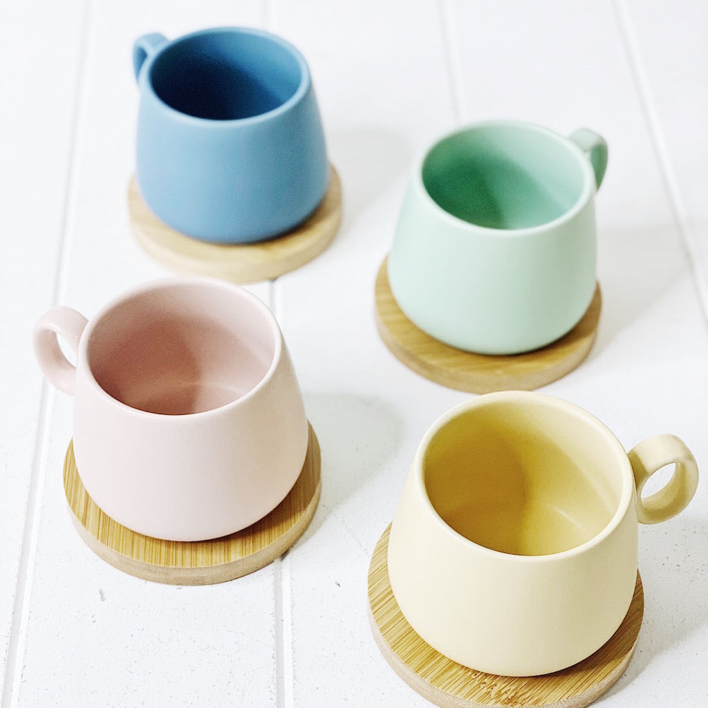 Enjoy the perfect coffee experience with the Coffee Culture 8 Piece Coffee Mug Gift Set. This trendy colourful mug set is made from Quality Ceramic in a modern design, with a Matte finish. Set includes 4 250ml coloured Mugs &amp; 4 Bamboo Coasters. Shop online or instore. AfterPay available. Australia wide Shipping. | Bliss Gifts &amp; Homewares | Unit 8, 259 Princes Hwy Ulladulla | South Coast NSW | 0427795959, 44541523