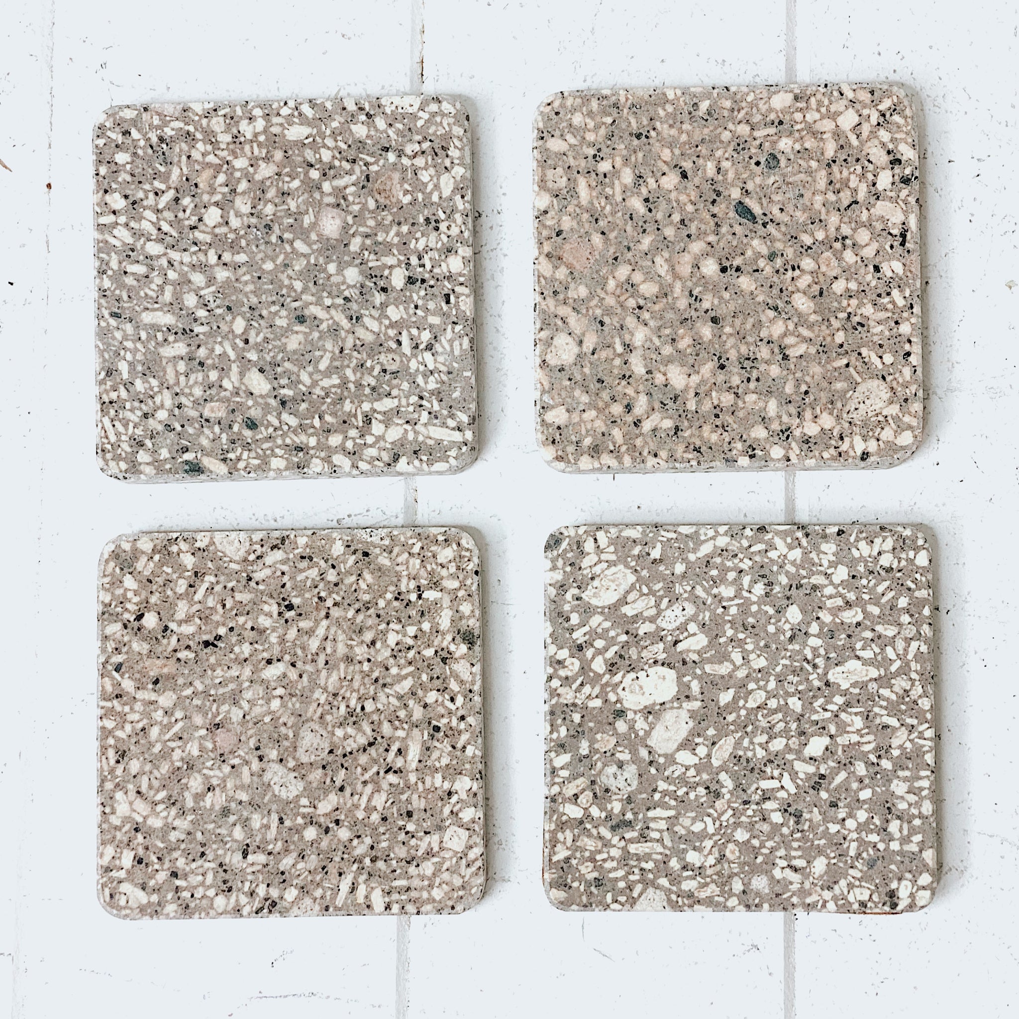 White Classic Terrazzo Set of Coasters