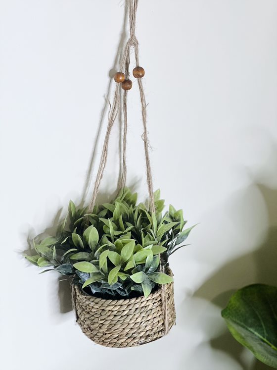 Bring the outdoors in with our Woven Rope Hanging Planters with Faux Plant. With these gorgeous woven rope baskets, it is sure to add some lovely bohemian/coastal texture to your space with beautiful life like artificial plants. Approx 15cm.| Bliss Gifts &amp; Homewares | Unit 8, 259 Princes Hwy Ulladulla | South Coast NSW | Online Retail Gift &amp; Homeware Shopping | 0427795959, 44541523