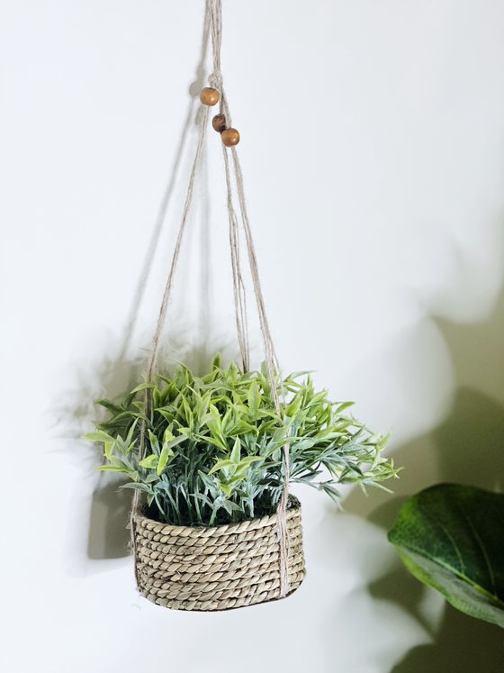 Bring the outdoors in with our Woven Rope Hanging Planters with Faux Plant. With these gorgeous woven rope baskets, it is sure to add some lovely bohemian/coastal texture to your space with beautiful life like artificial plants. Approx 15cm.| Bliss Gifts &amp; Homewares | Unit 8, 259 Princes Hwy Ulladulla | South Coast NSW | Online Retail Gift &amp; Homeware Shopping | 0427795959, 44541523