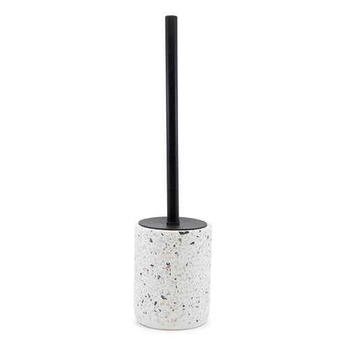 Invite an earthy bathroom aesthetic with this white VENICE toiler brush from Salt&amp;Pepper&#39;&#39;s SUDS collection. Made from durable resin in a delightfully sleek shape, this piece features a matte finish with an on-trend terrazzo inlay, complemented by a matte black handle. | Stockists of Salt &amp; Pepper | Bliss Gifts &amp; Homewares | Milton | Online | 0427795959 | Afterpay available