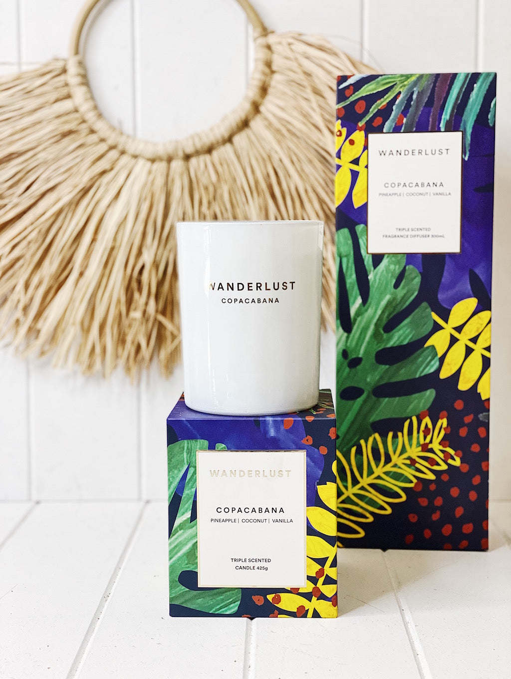 From Salt&amp;Pepper&#39;&#39;s WANDERLUST collection is this colourfully packaged 300ml COPACOBANA diffuser and cotton stick set filled with an energetic blend of pineapple, coconut and vanilla. European-sourced essential oils. Shop online or instore. AfterPay available. Australia wide Shipping. | Bliss Gifts &amp; Homewares | Unit 8, 259 Princes Hwy Ulladulla | South Coast NSW | 0427795959, 44541523