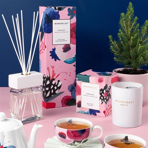 Salt&amp;Pepper&#39;s WANDERLUST collection is this colourfully packaged CHELSEA soy candle filled with a coveted floral blend of green leaf, white rose and pine. Shop online. AfterPay available. Australia wide Shipping | Bliss Gifts &amp; Homewares - Unit 8, 259 Princes Hwy Ulladulla - 0427795959, 44541523